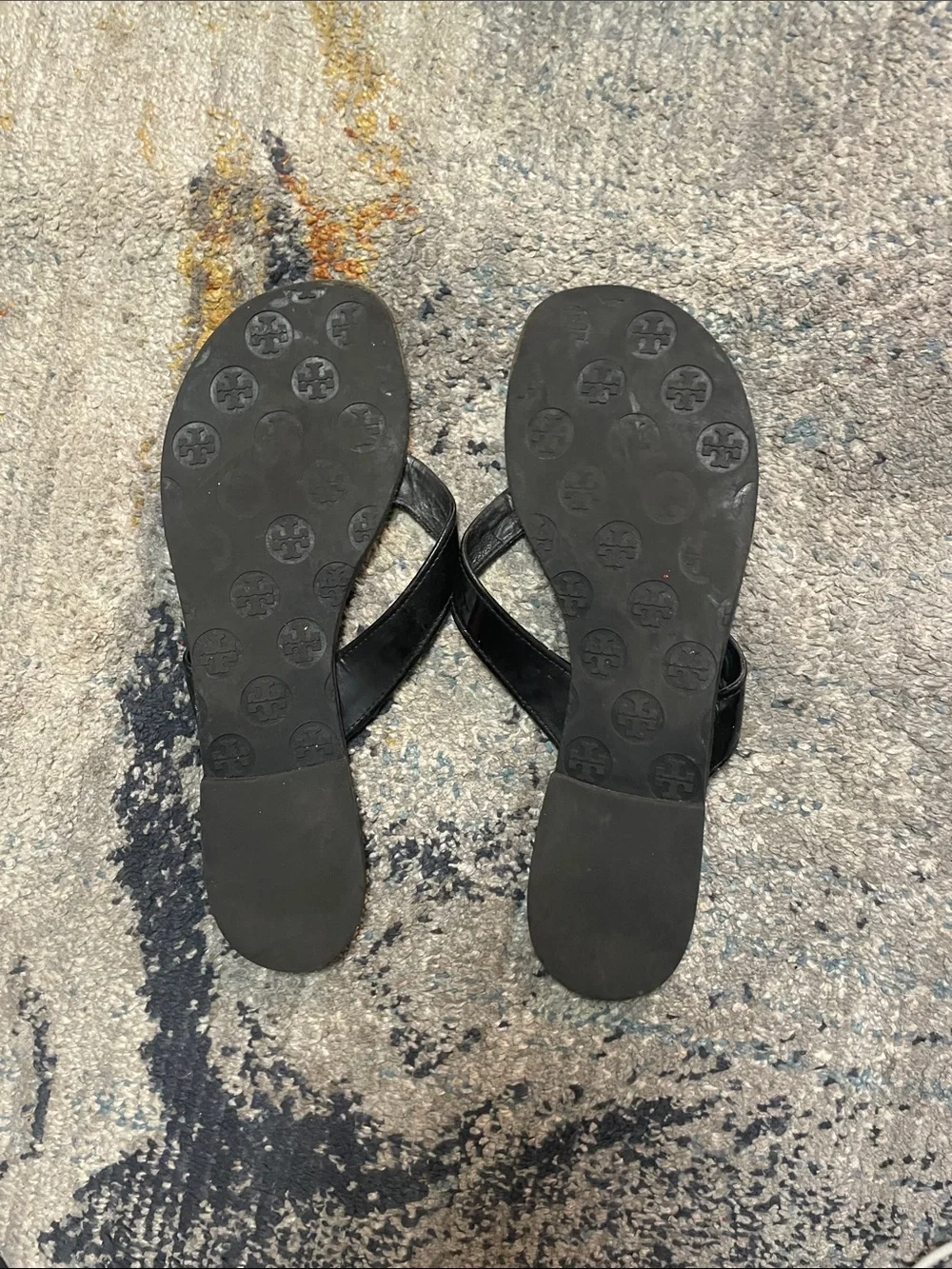 Tory Burch Black Logo Medallion Thong Sandals